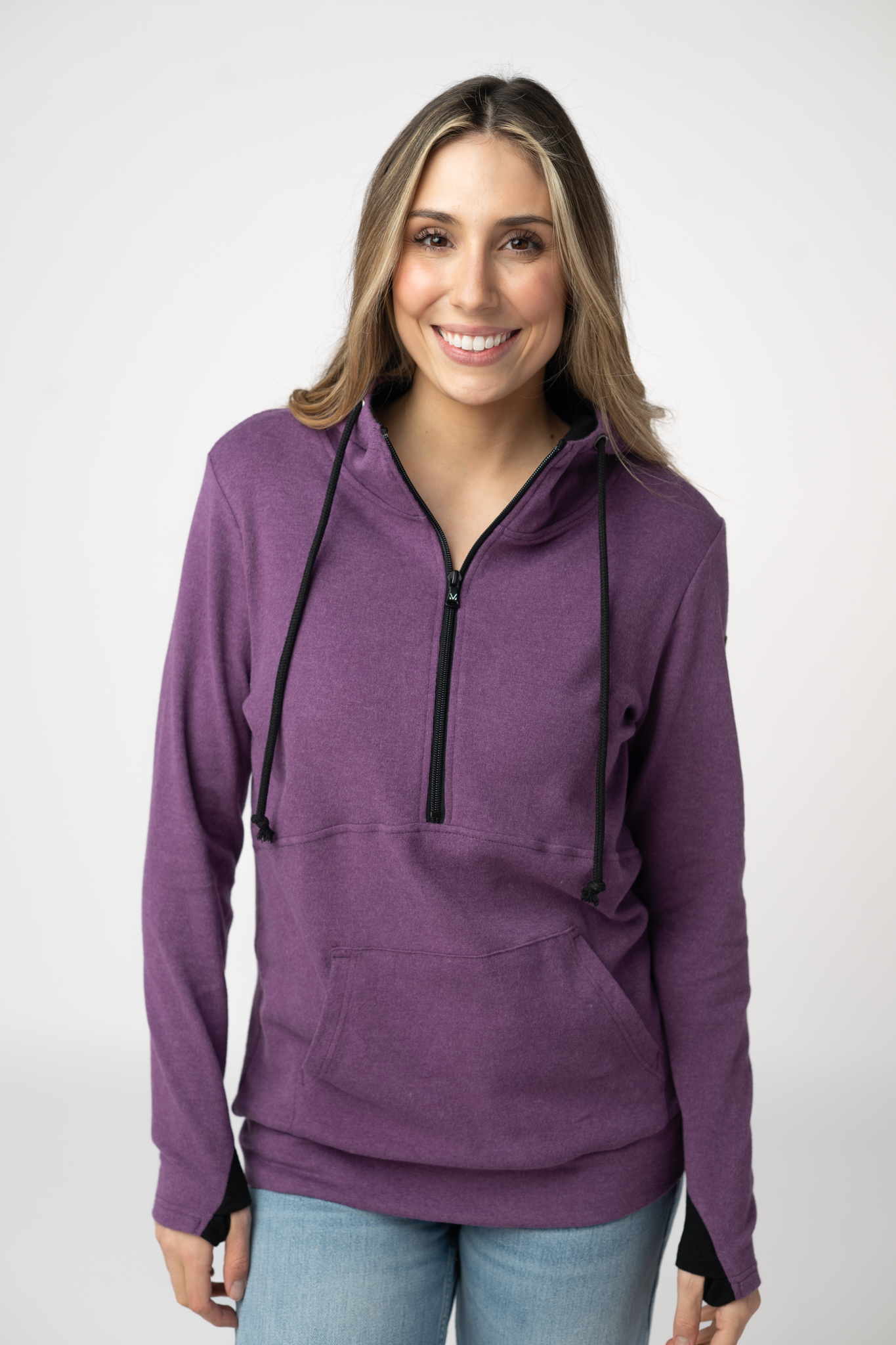 Classic HalfZip Hoodie - Black and Purple