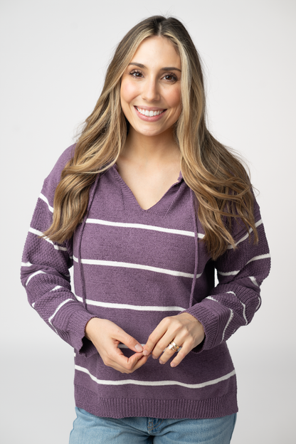 Maddie Striped Hoodie - Purple