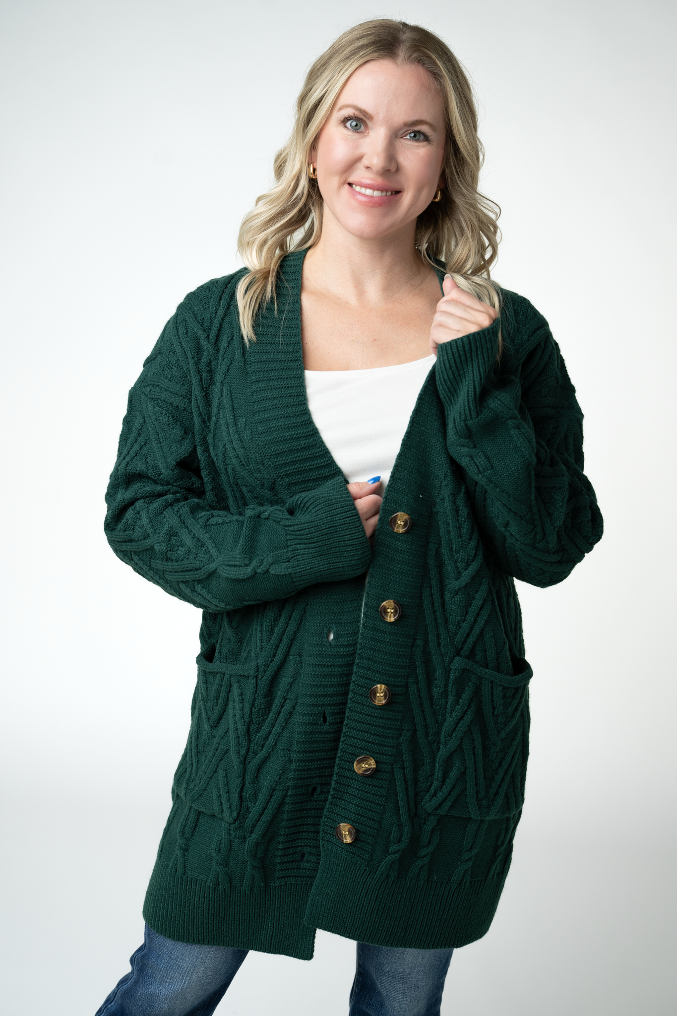 Brooks Button Sweater Cardigan - Evergreen