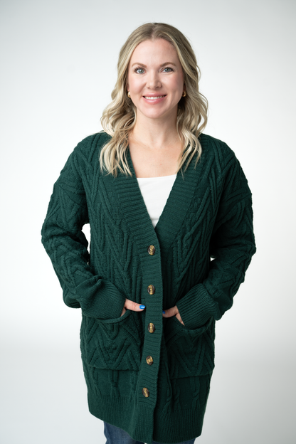 Brooks Button Sweater Cardigan - Evergreen