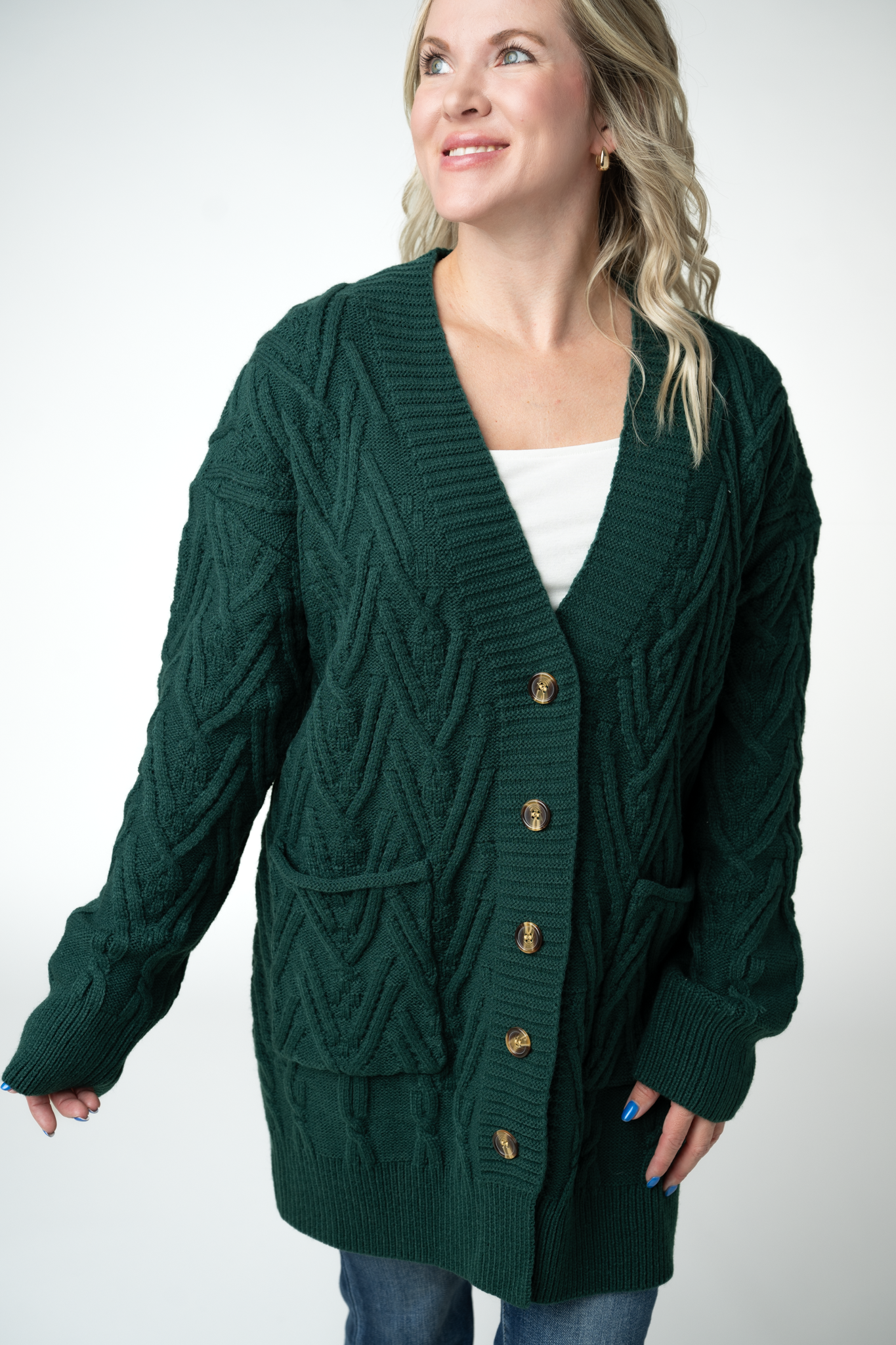 Brooks Button Sweater Cardigan - Evergreen
