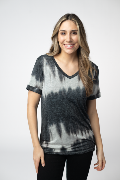 Sophie Top - Ombre Micro Stripes Midnight and White