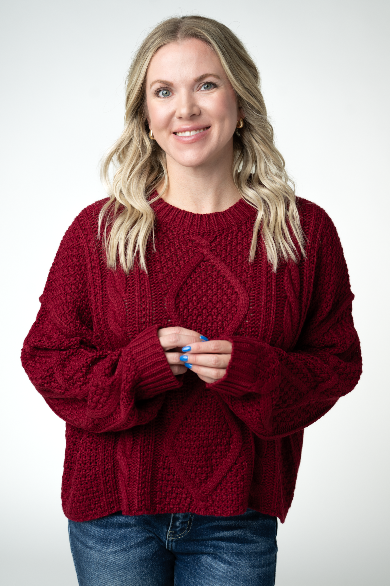 Cable Knit Sweater - Cranberry