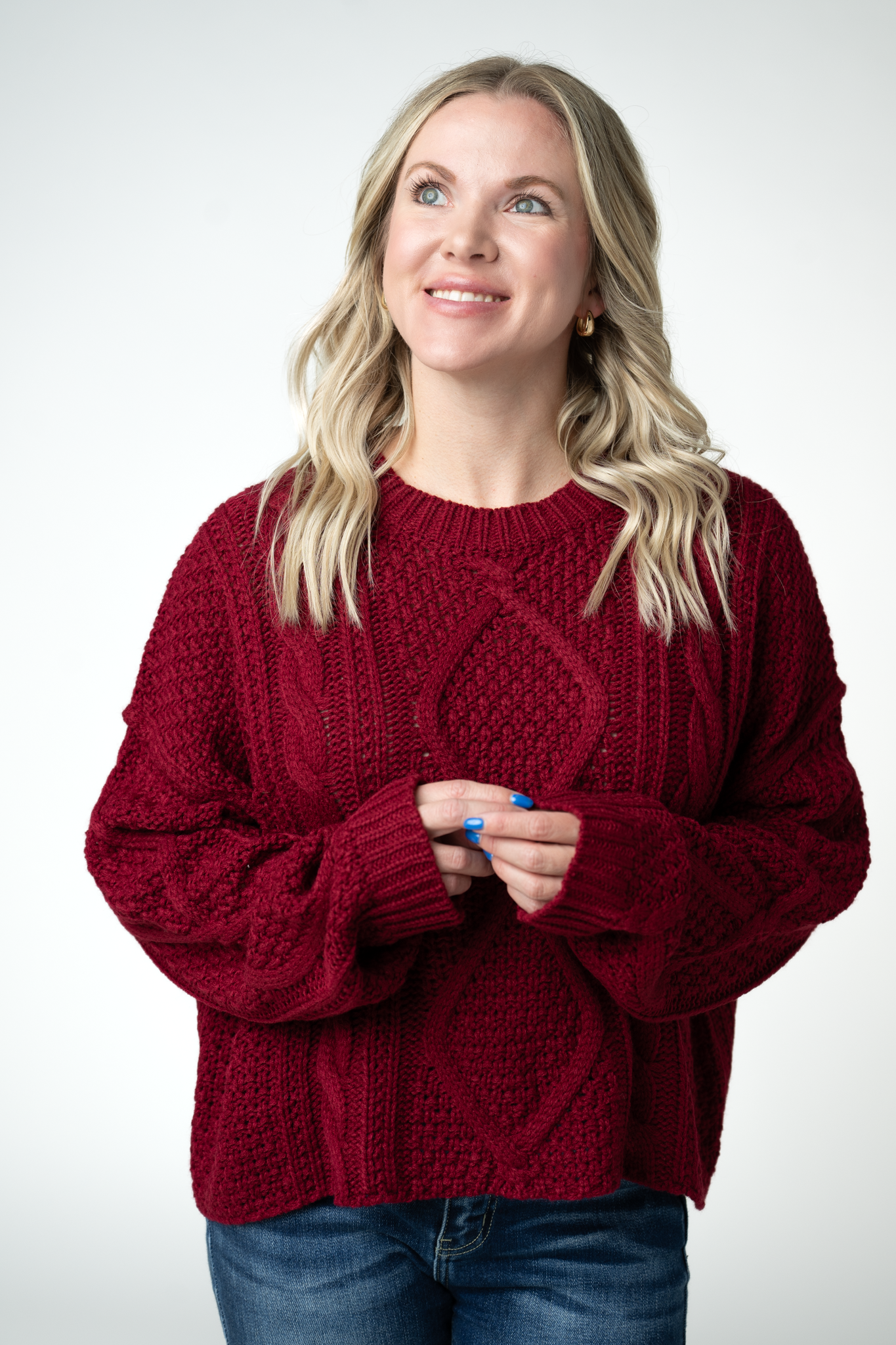 Cable Knit Sweater - Cranberry