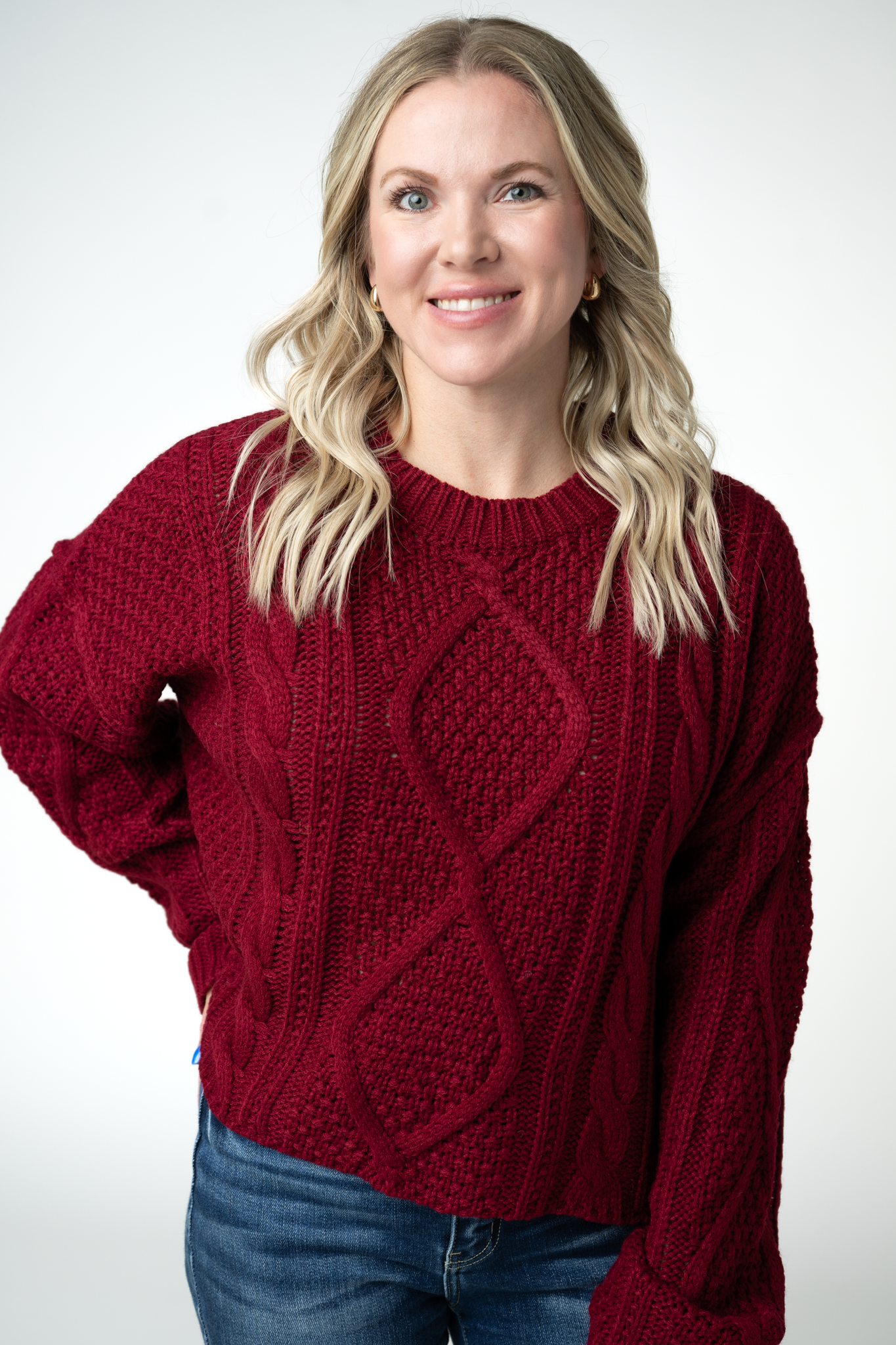 Cable Knit Sweater - Cranberry