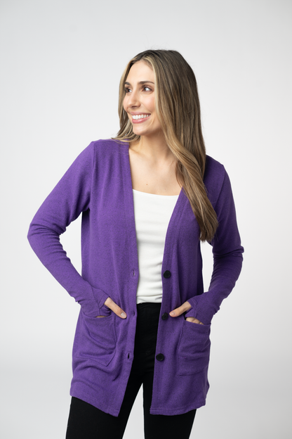 Cori Cardigan - Heathered Purple
