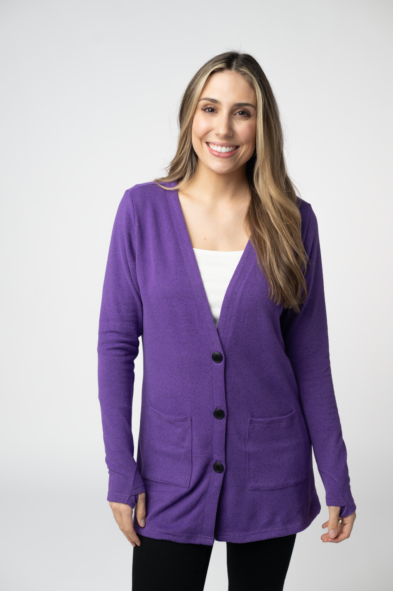 Cori Cardigan - Heathered Purple