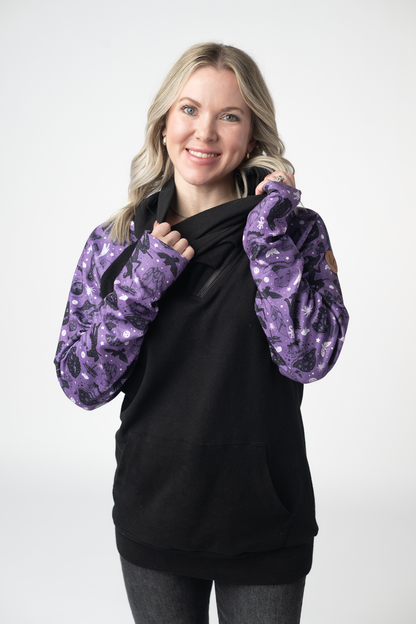 Zoey ZipCowl Sweatshirt - I Put A Spell On You and Black