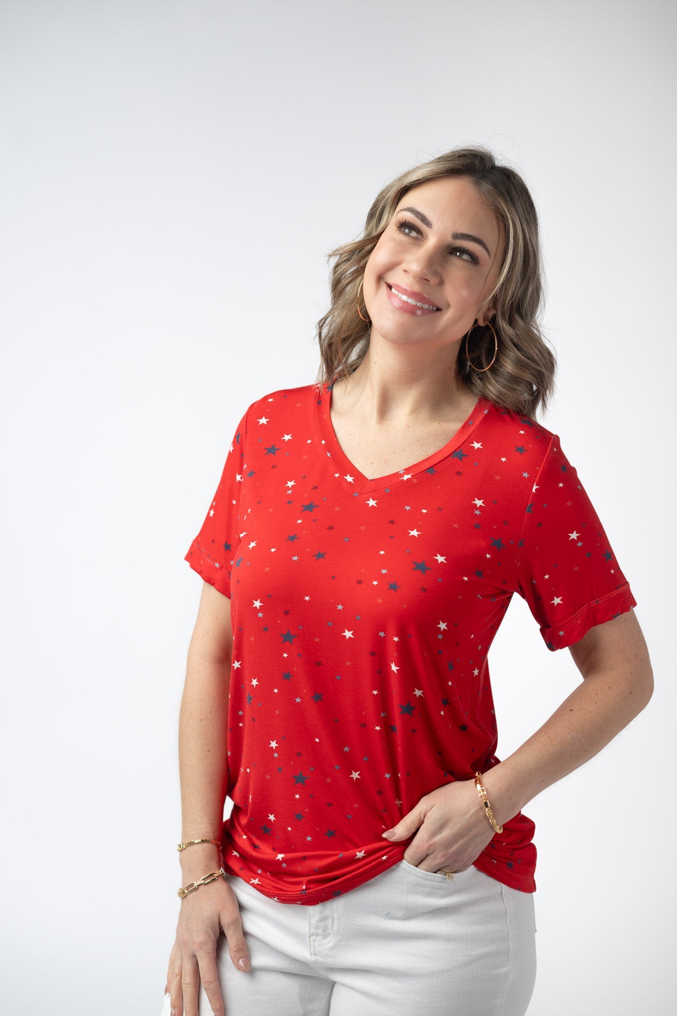 IN STOCK Sophie Top - Red Liberty Stars