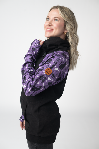 Zoey ZipCowl Sweatshirt - I Put A Spell On You and Black