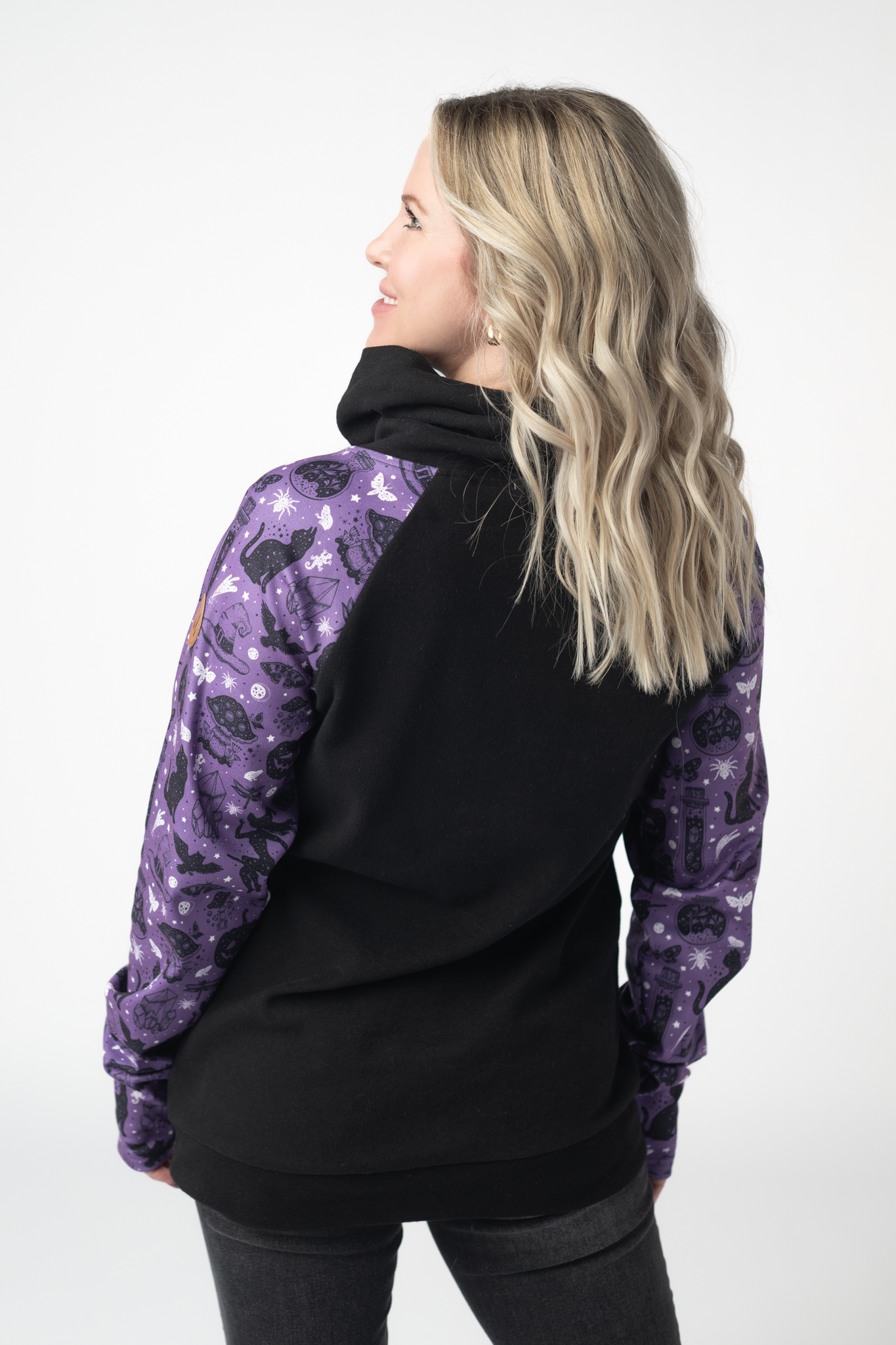 Zoey ZipCowl Sweatshirt - I Put A Spell On You and Black