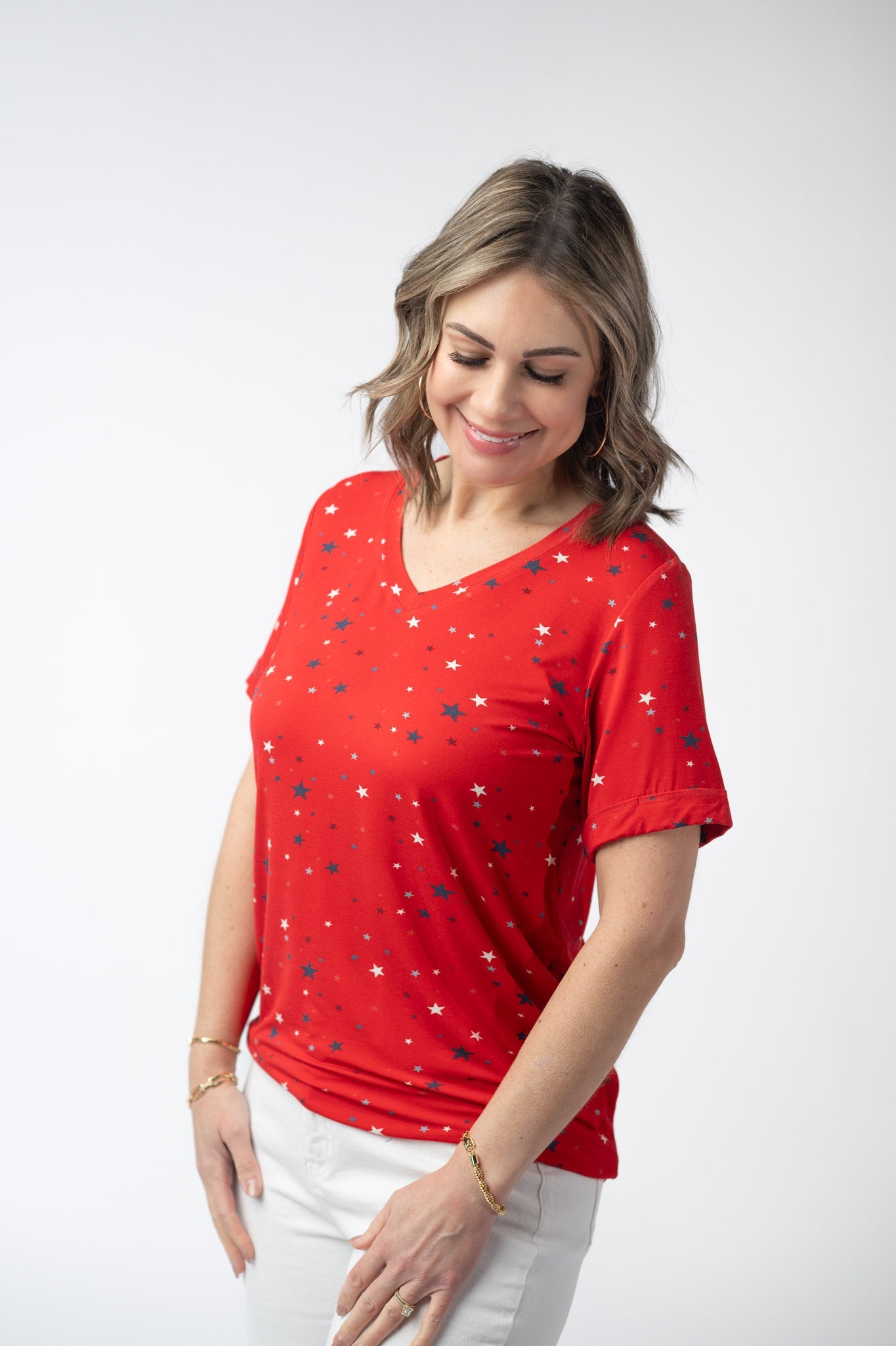 IN STOCK Sophie Top - Red Liberty Stars