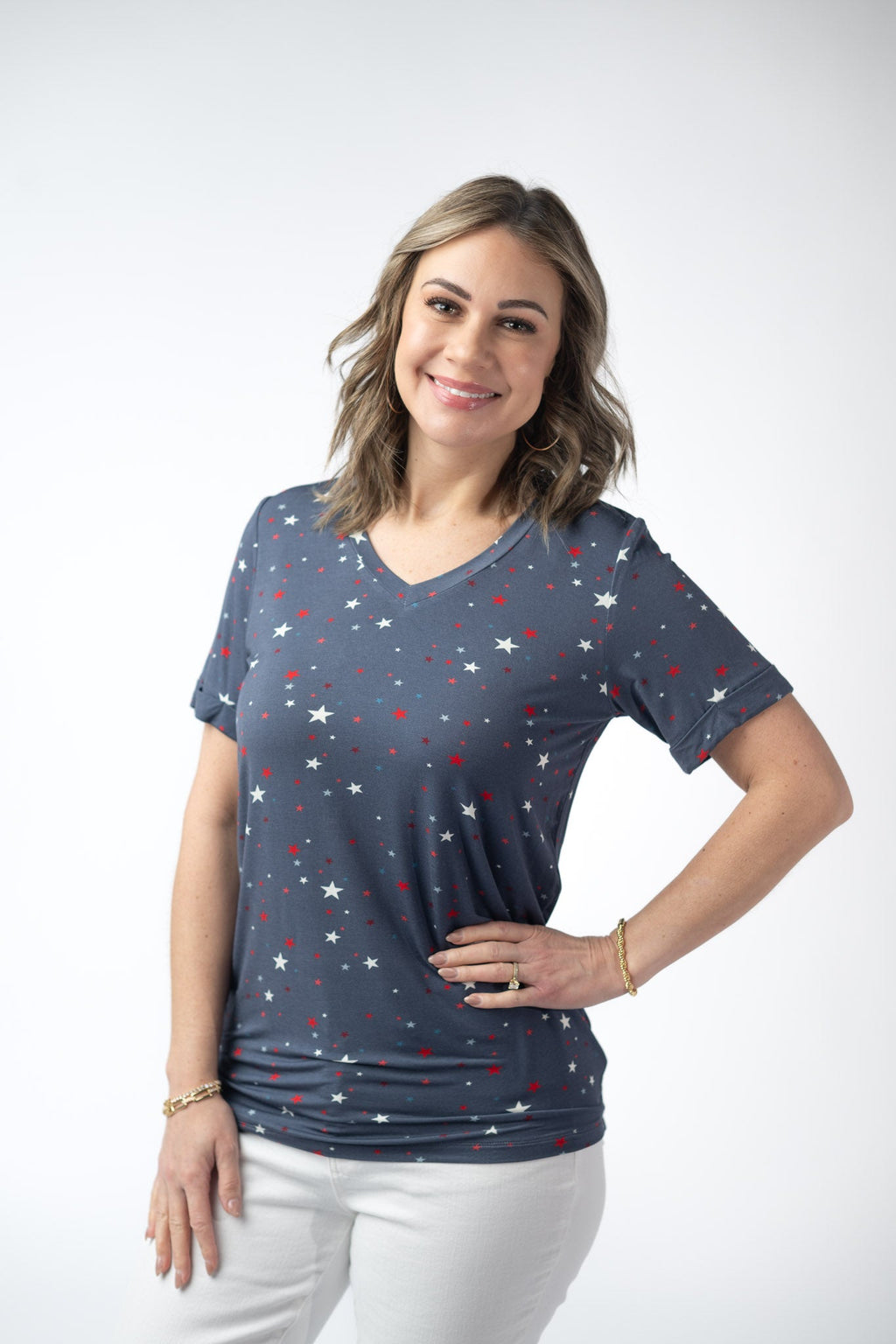 IN STOCK Sophie Top - Blue Liberty Stars