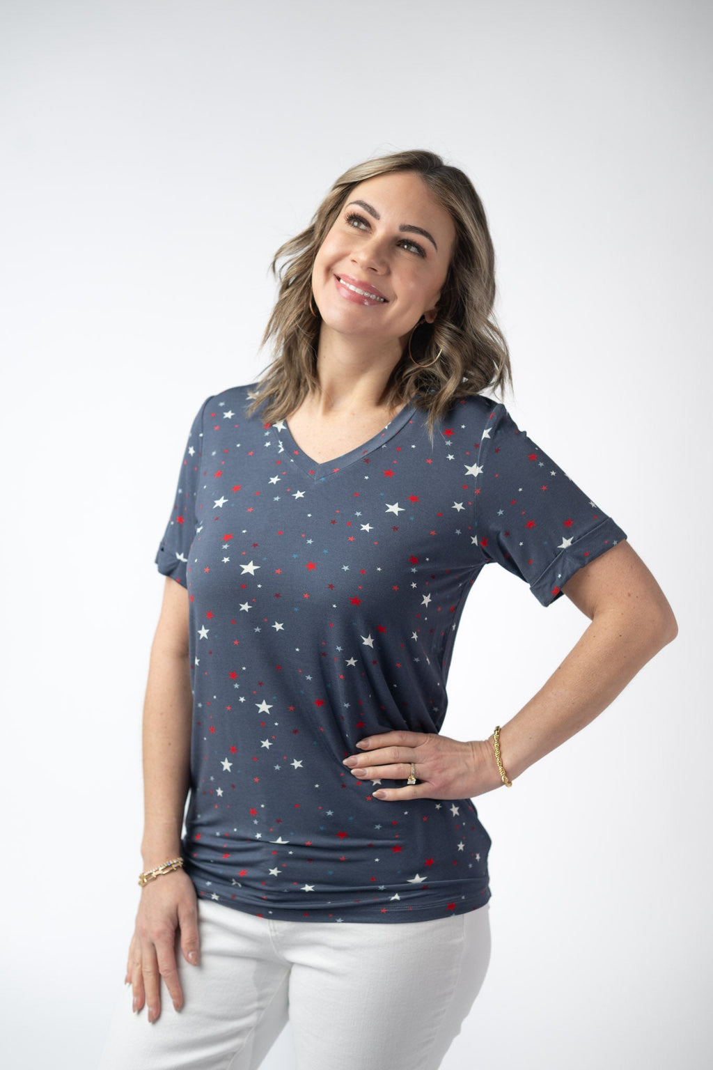 IN STOCK Sophie Top - Blue Liberty Stars