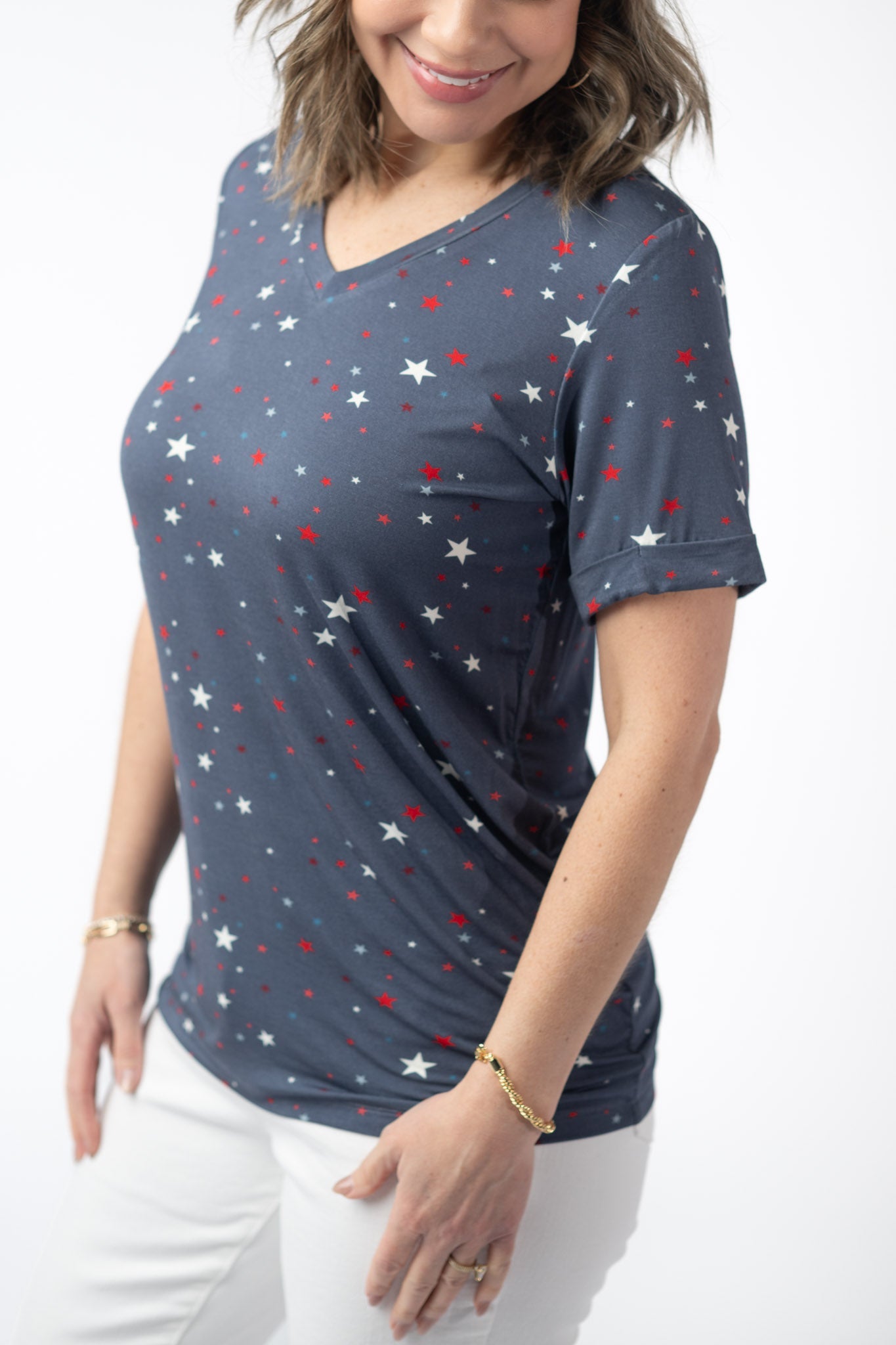 IN STOCK Sophie Top - Blue Liberty Stars