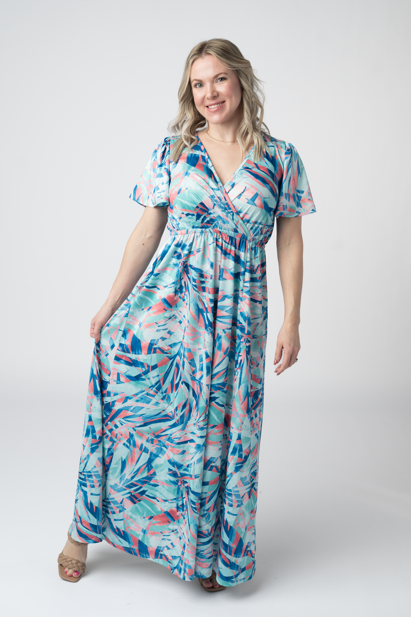 IN STOCK Millie Maxi Dress - Abstract Aqua Breeze