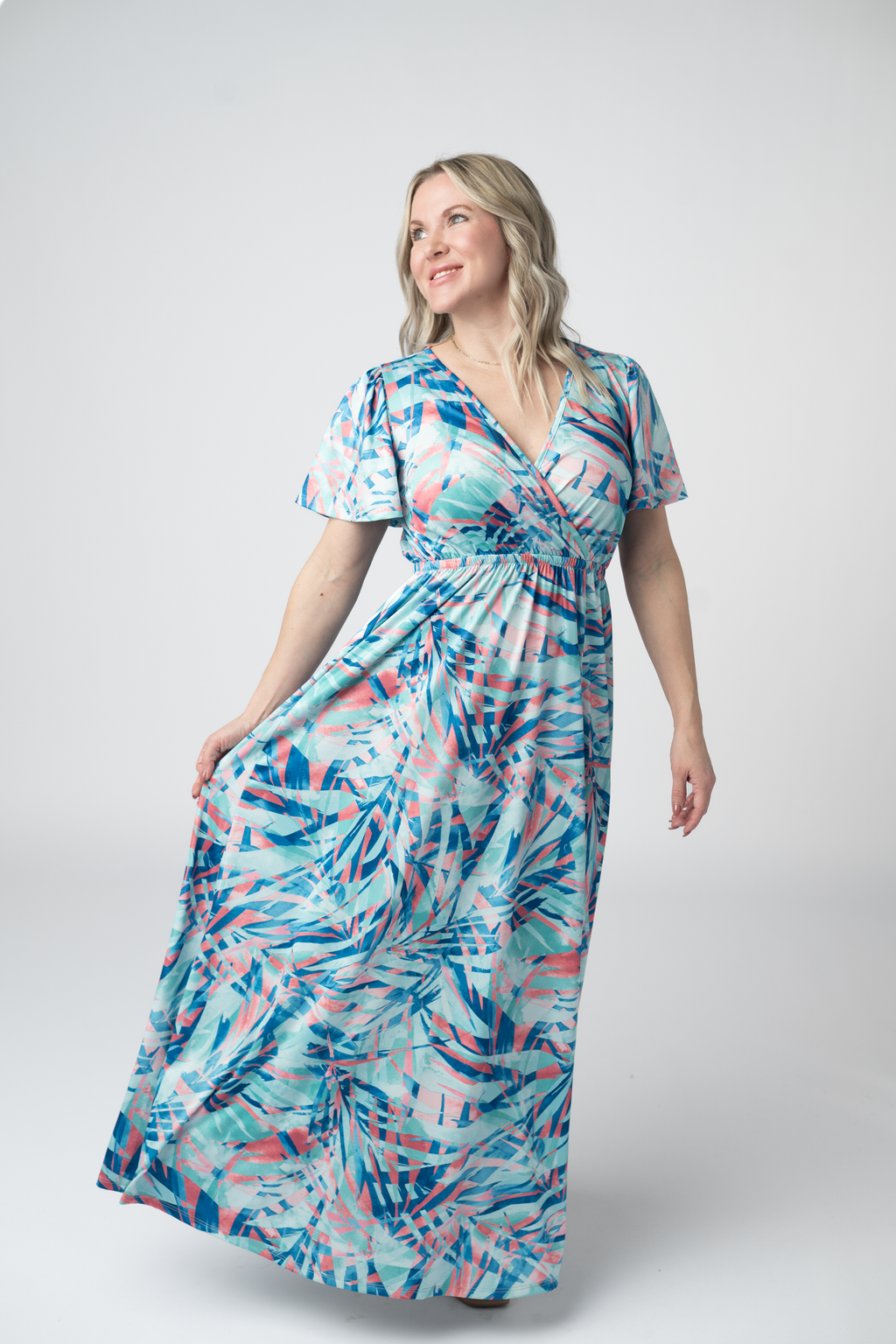 Millie Maxi Dress - Abstract Aqua Breeze