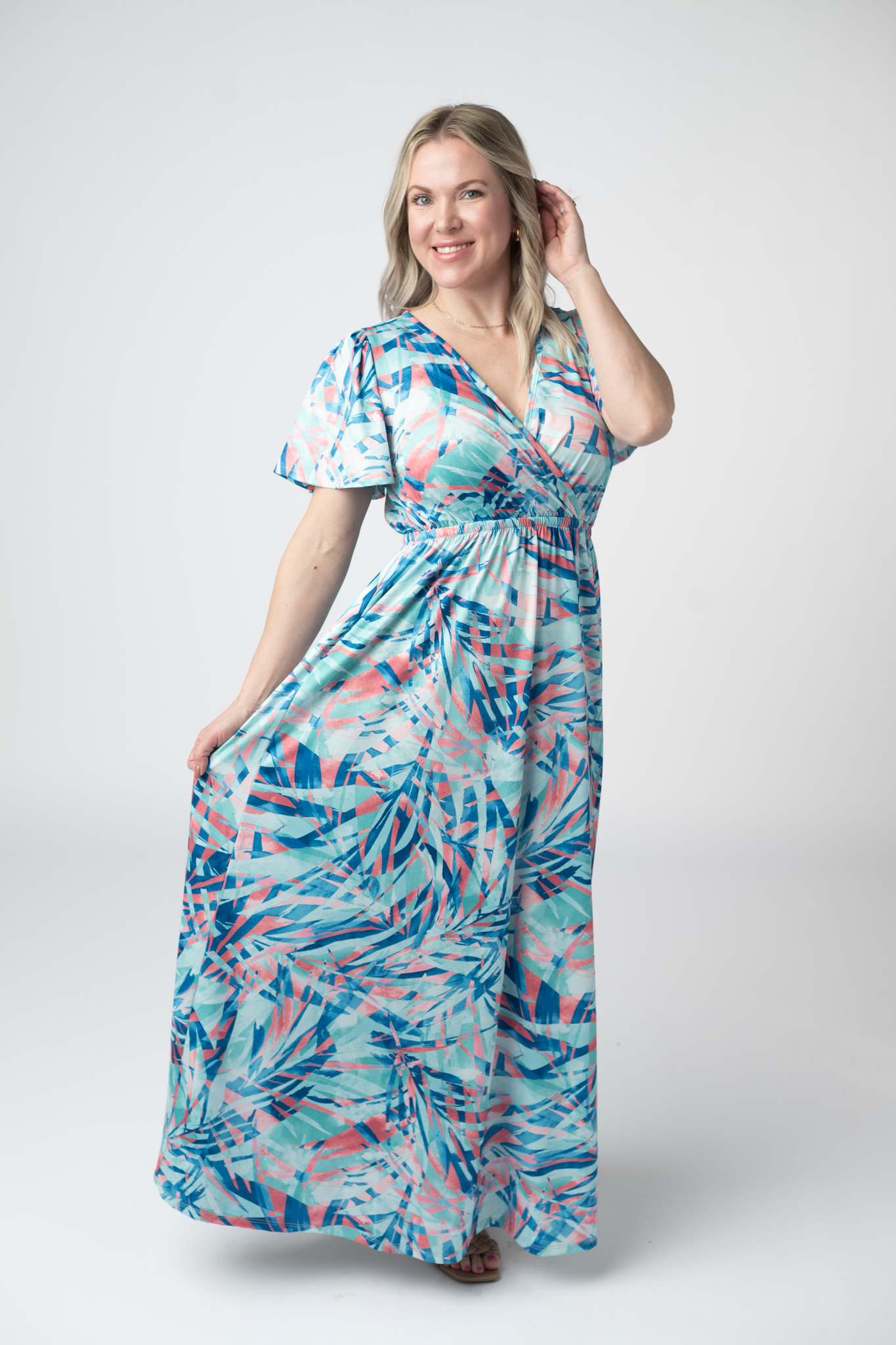 IN STOCK Millie Maxi Dress - Abstract Aqua Breeze