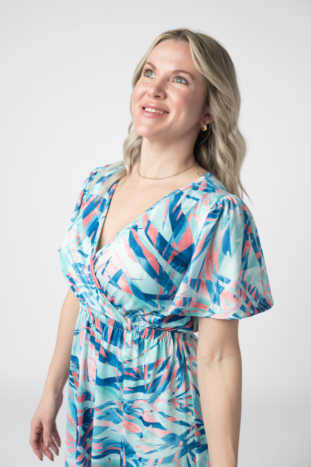 Millie Maxi Dress - Abstract Aqua Breeze