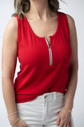 Mila Zipper Tank - Red