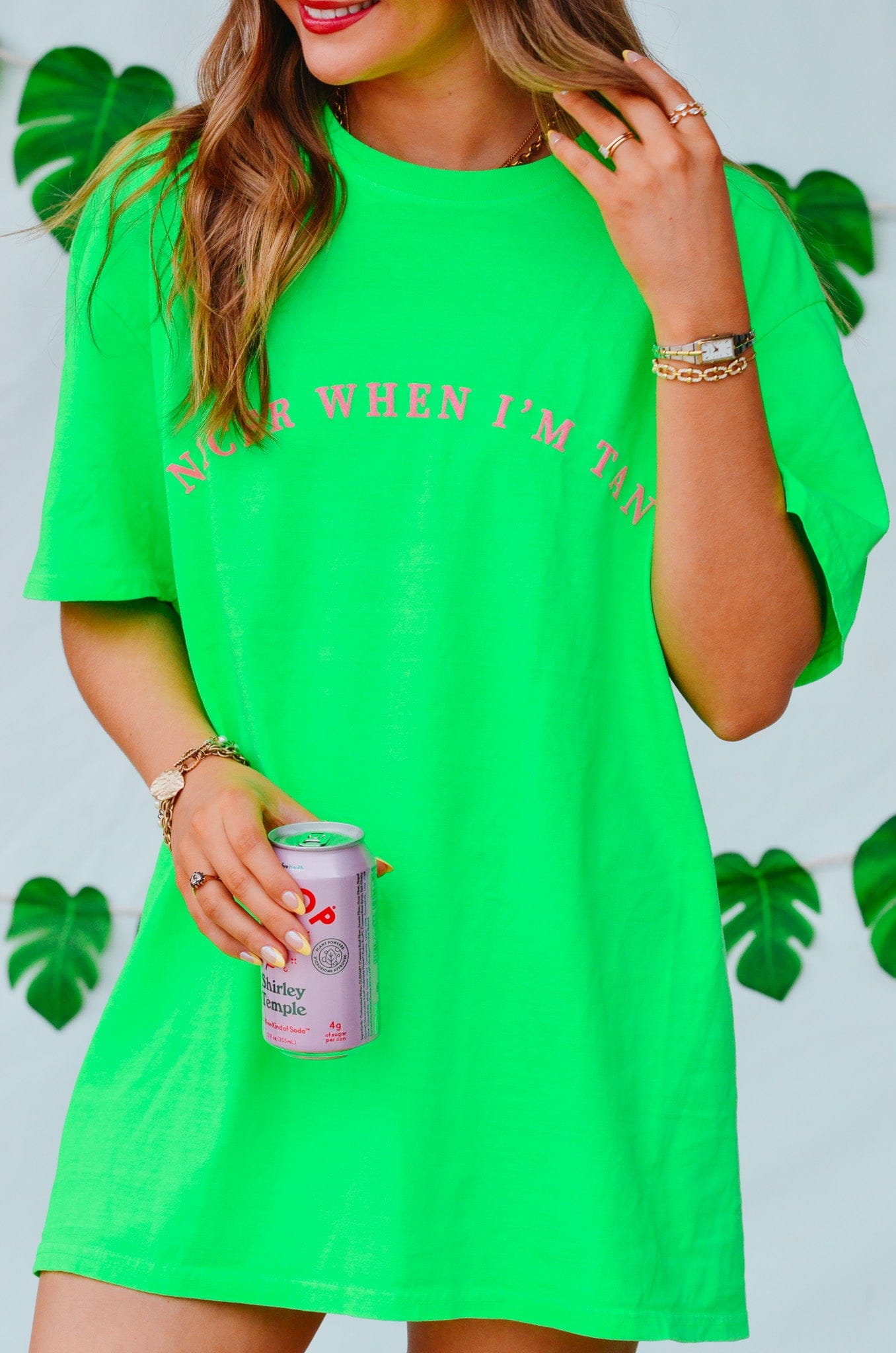 Nicer When I'm Tan Neon Green Tee