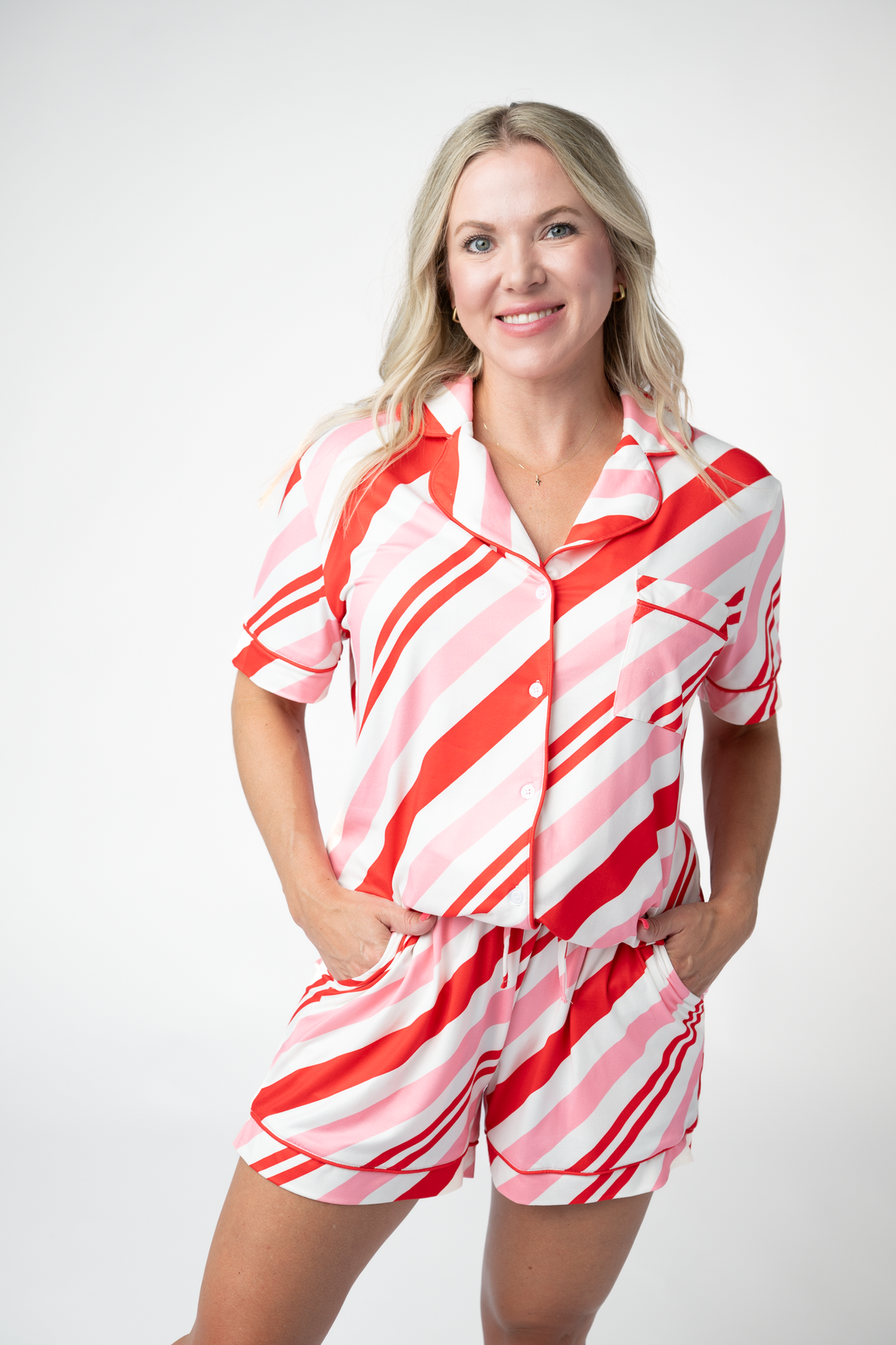 Brooke Top and Shorts Pajama Set - Candy Cane