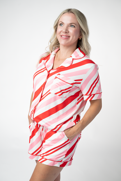 Brooke Top and Shorts Pajama Set - Candy Cane