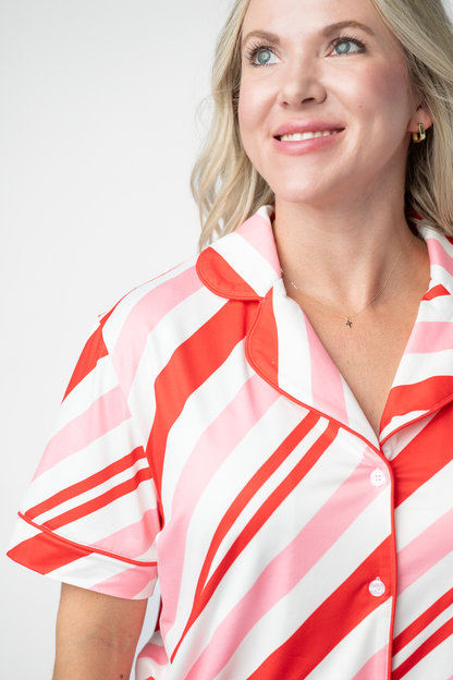 Brooke Top and Shorts Pajama Set - Candy Cane