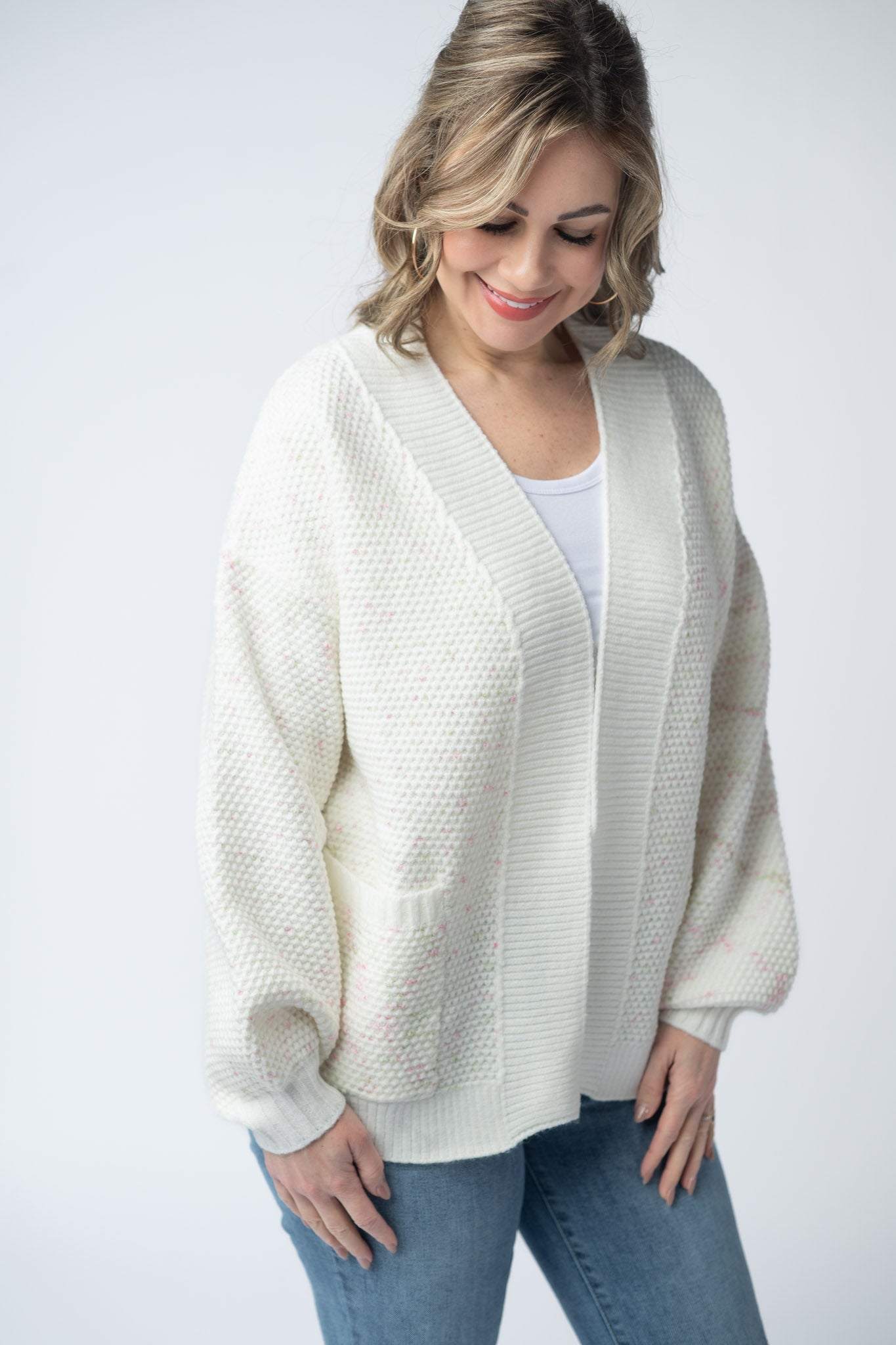 Kinsley Cardigan - Pink and Green Mix
