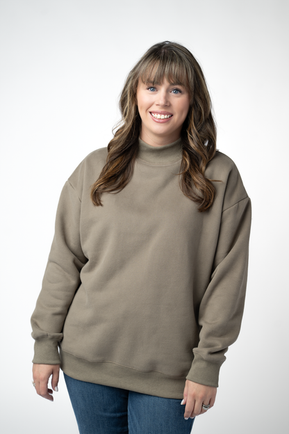 Marley Mock Neck Sweatshirt - Taupe