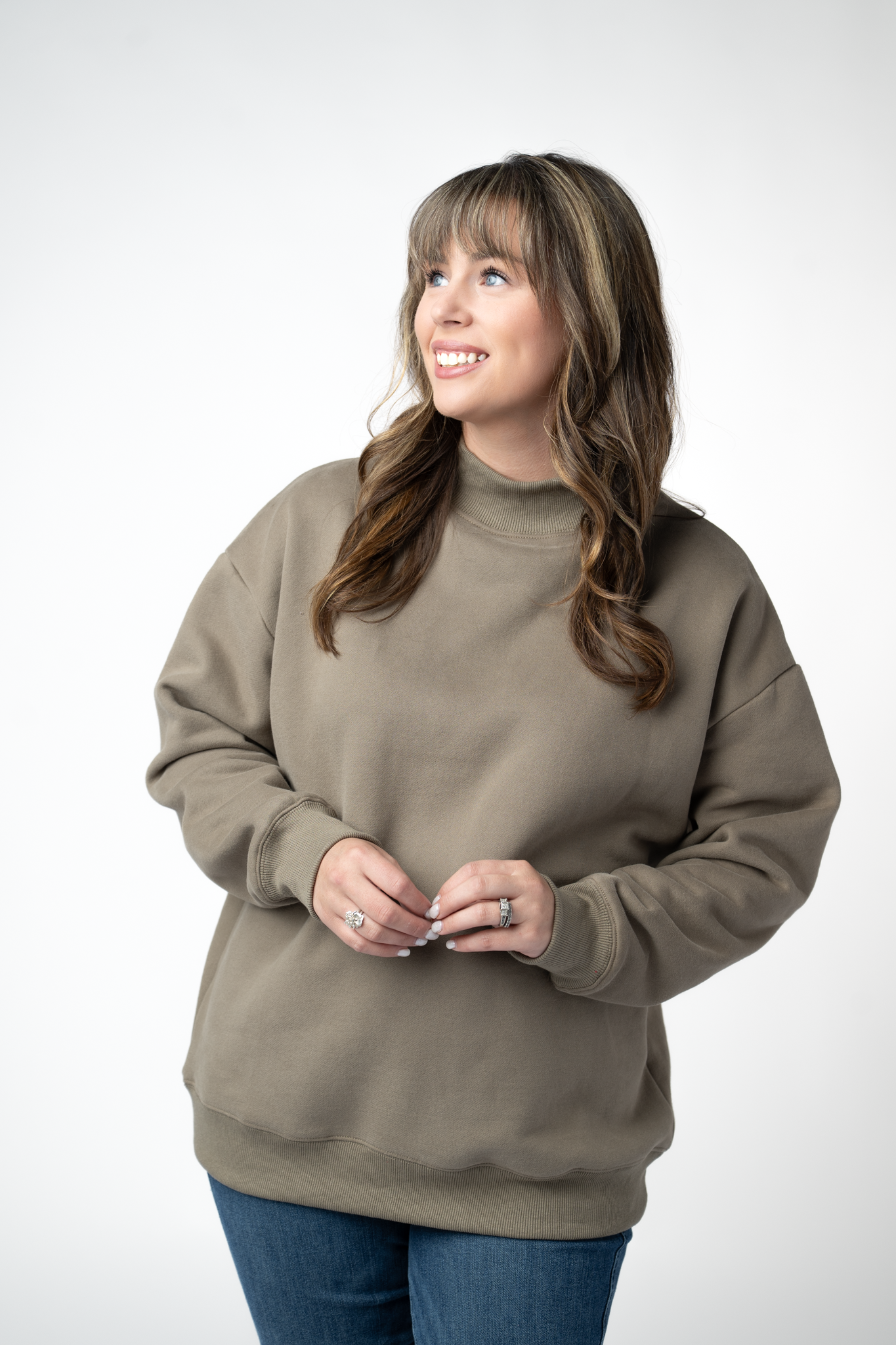 Marley Mock Neck Sweatshirt - Taupe