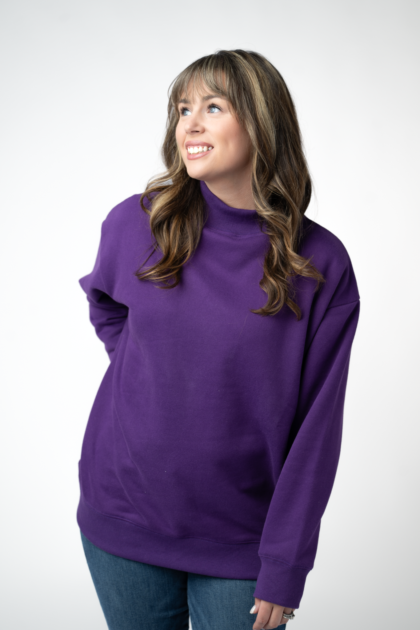Marley Mock Neck Sweatshirt - Purple