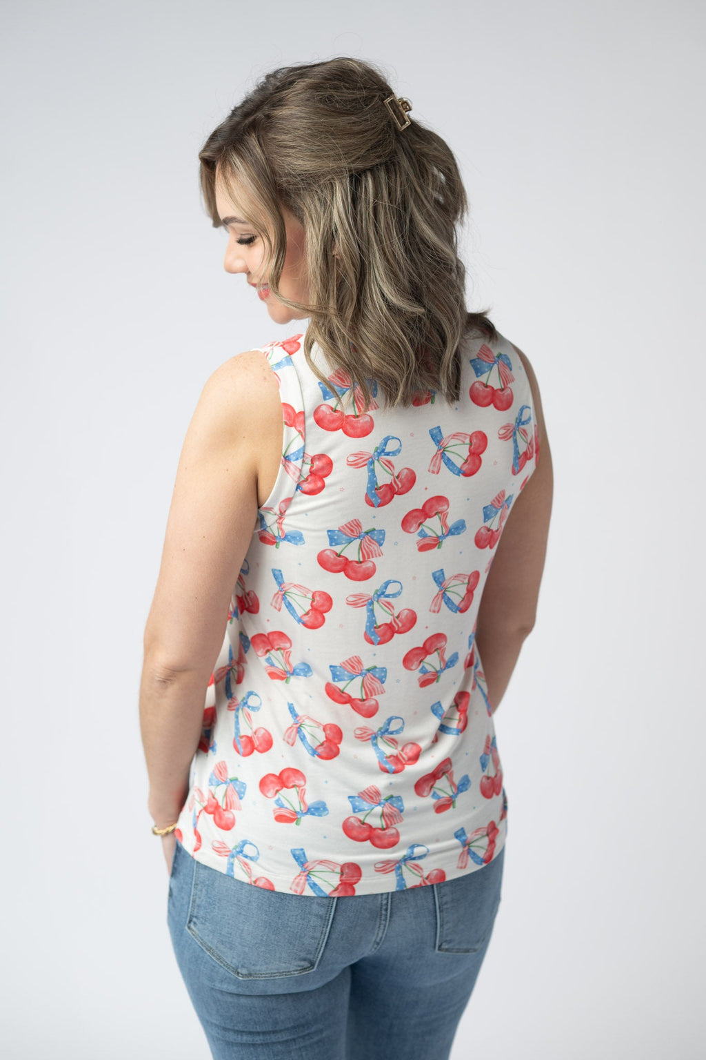 IN STOCK Noelle Tank - Patriotic Cherries