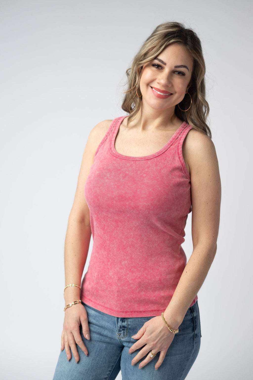 IN STOCK Audrey Vintage Wash Tank - Red