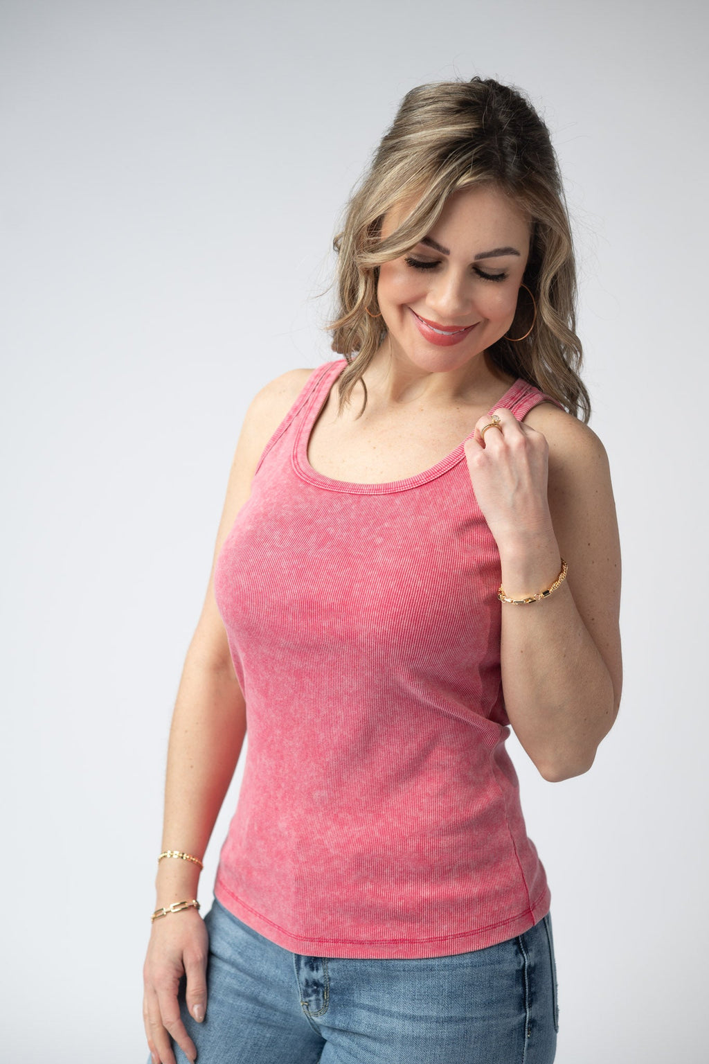 IN STOCK Audrey Vintage Wash Tank - Red