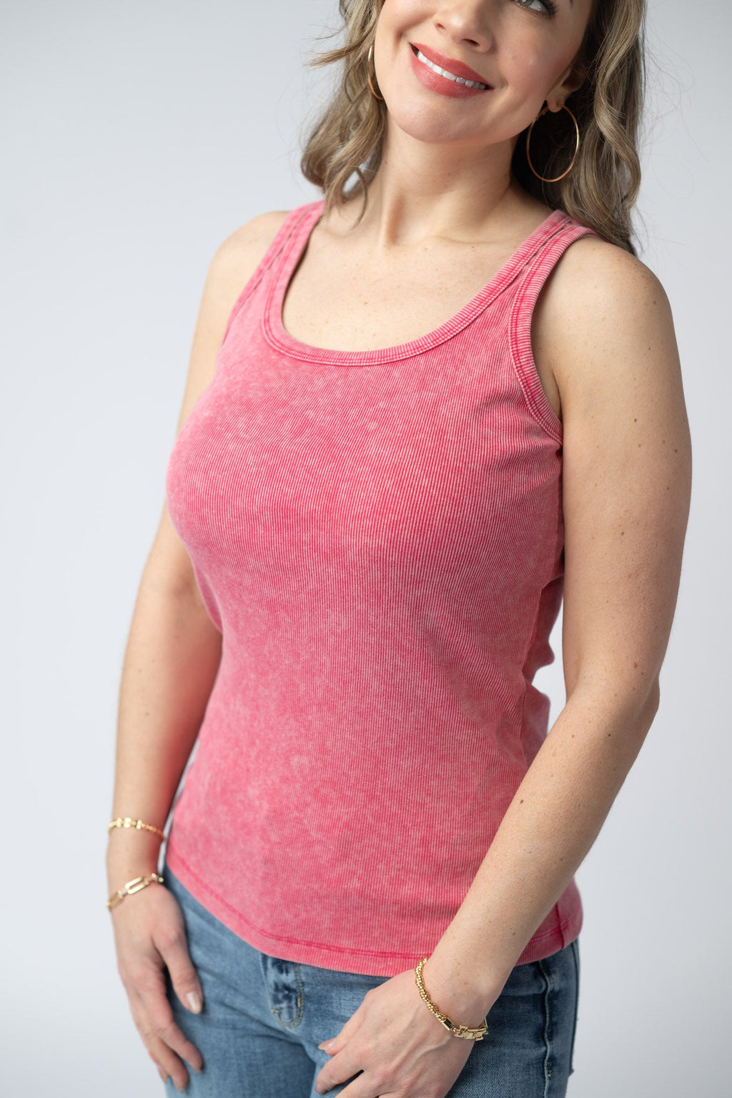 IN STOCK Audrey Vintage Wash Tank - Red