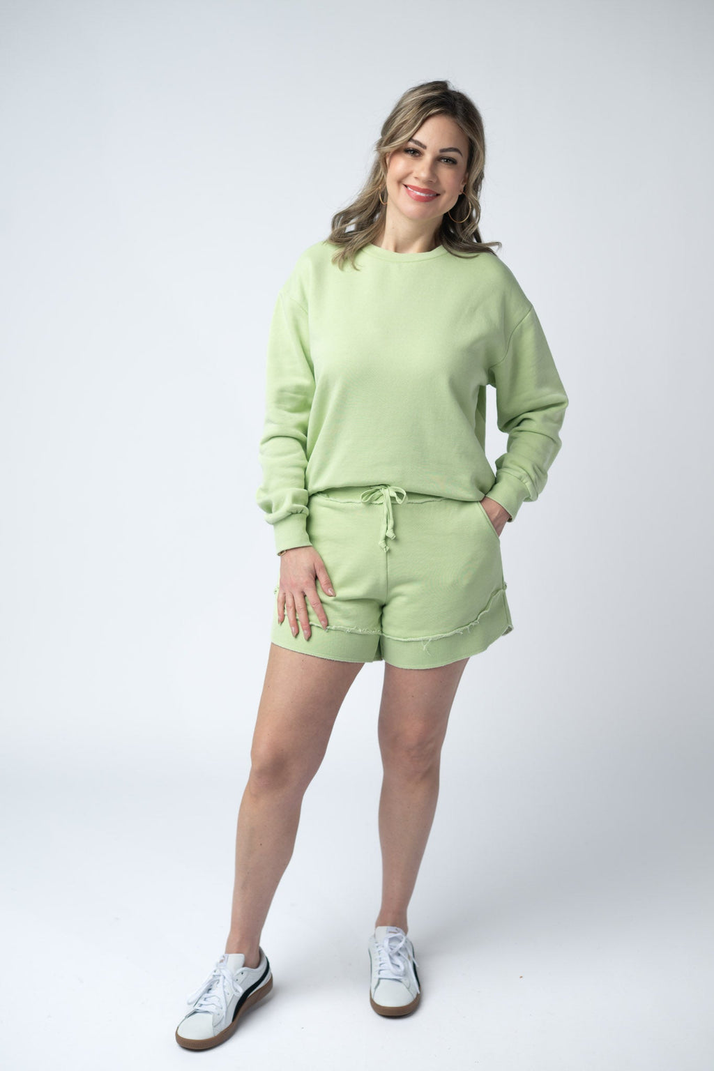 French Terry Stevie Shorts - Spring Leaf