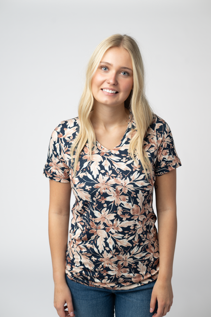Sophie Top - Navy Autumn Petals