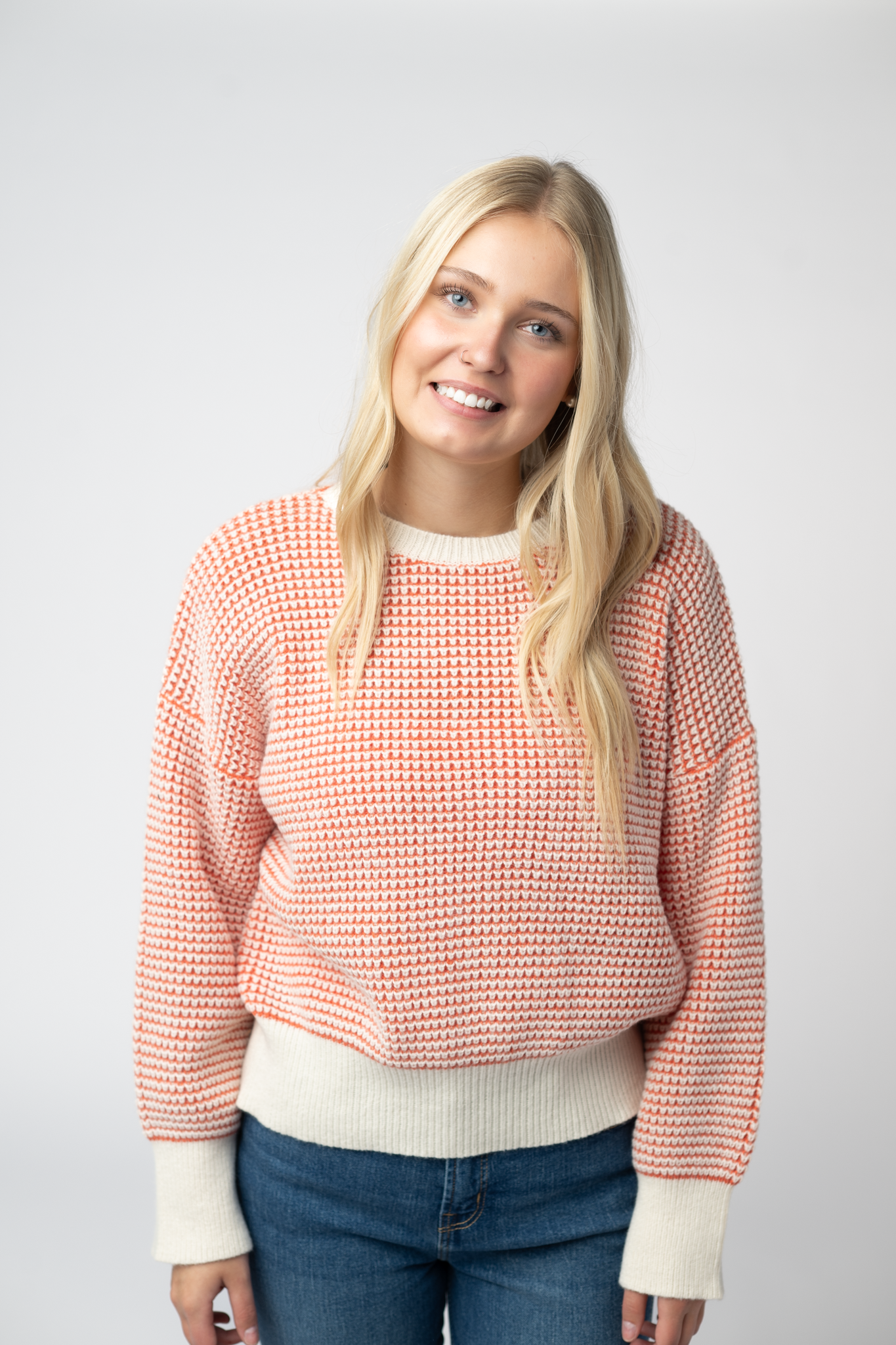 Charlotte Sweater - Orange and Ivory