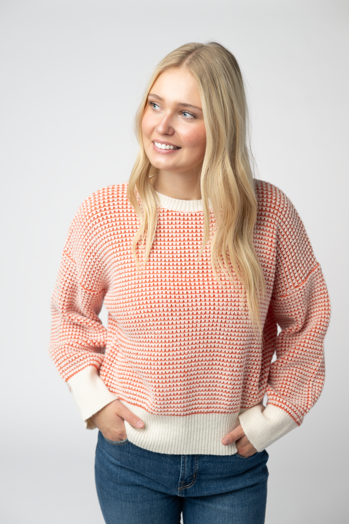 Charlotte Sweater - Orange and Ivory