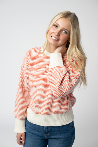 Charlotte Sweater - Orange and Ivory