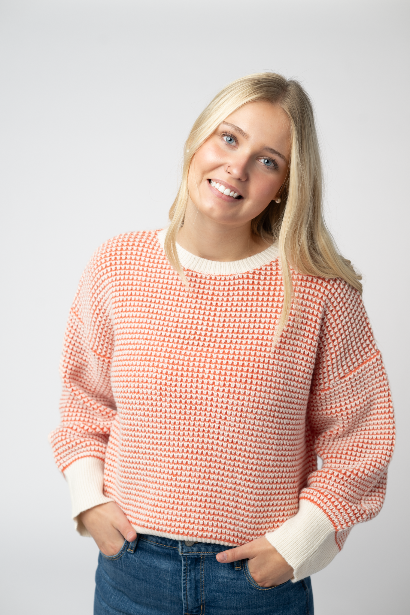 Charlotte Sweater - Orange and Ivory