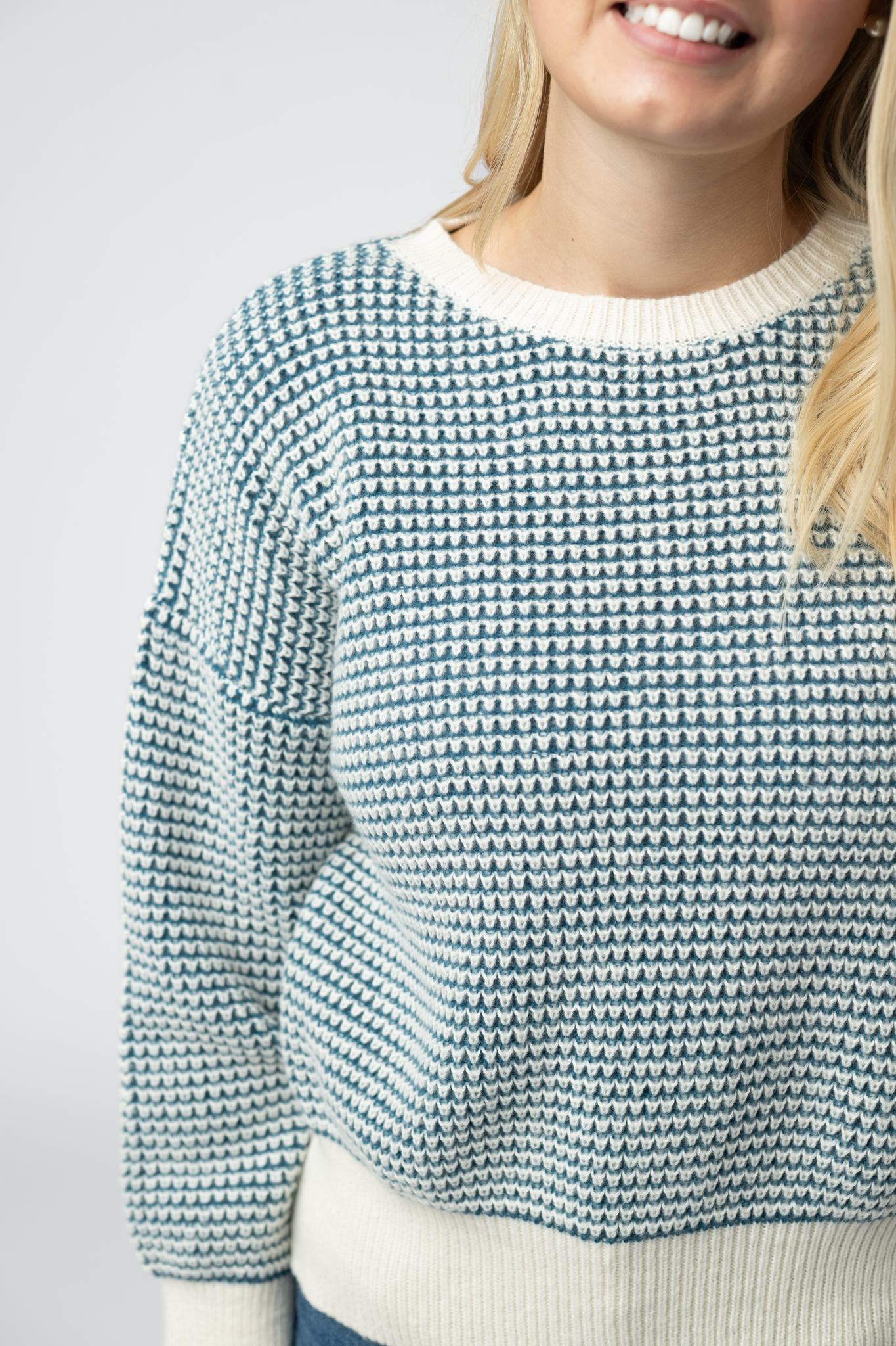 Charlotte Sweater - Teal and Ivory