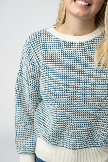 Charlotte Sweater - Teal and Ivory