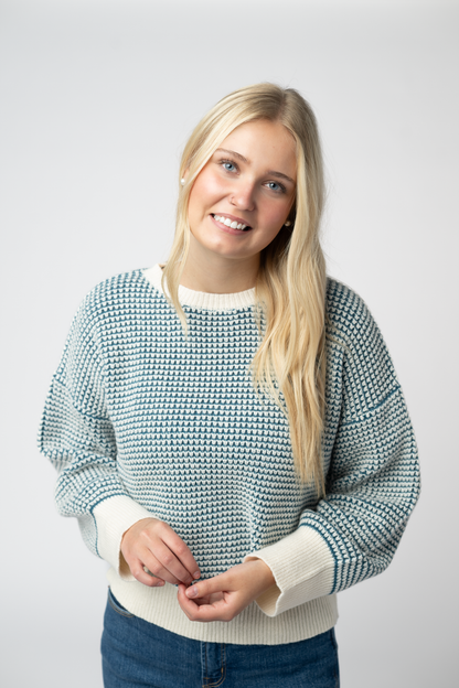 Charlotte Sweater - Teal and Ivory