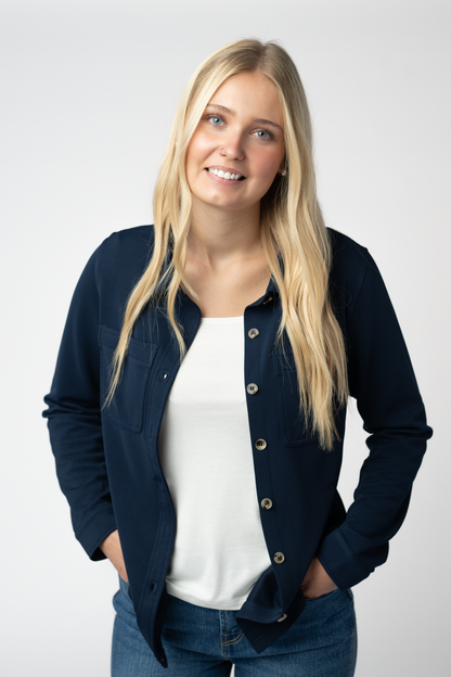 Ryleigh Ribbed Button Down - Navy