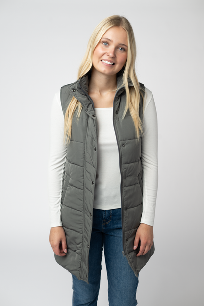 Harlow Long Vest - Grey