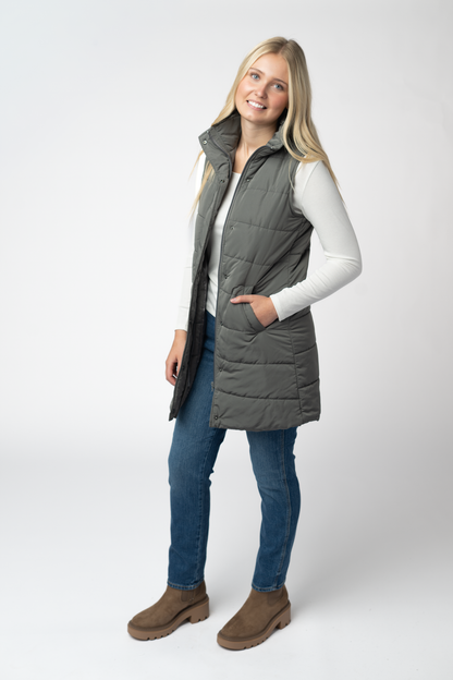 Harlow Long Vest - Grey