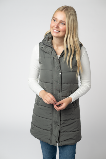 Harlow Long Vest - Grey