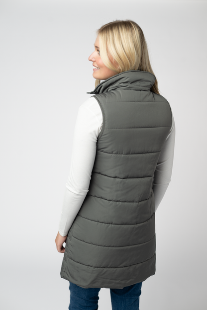 Harlow Long Vest - Grey